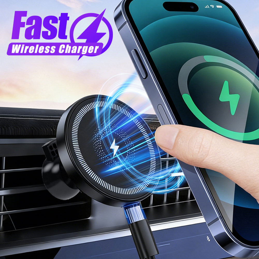 Magnetic Phone Holder For Car Vent - Pengisi Daya Mobil Nirkabel Magnetik, Dudukan