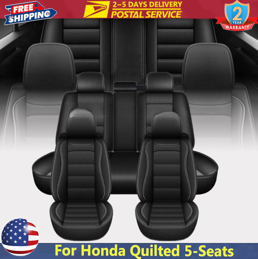 Leather Car Seat Covers Full Set Universal - Sarung Jok Mobil Universal Hitam 5-Seater