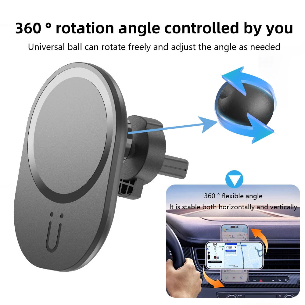 Magnetic Phone Holder For Car Vent - Pengisi Daya Mobil Nirkabel Magnetik Mini