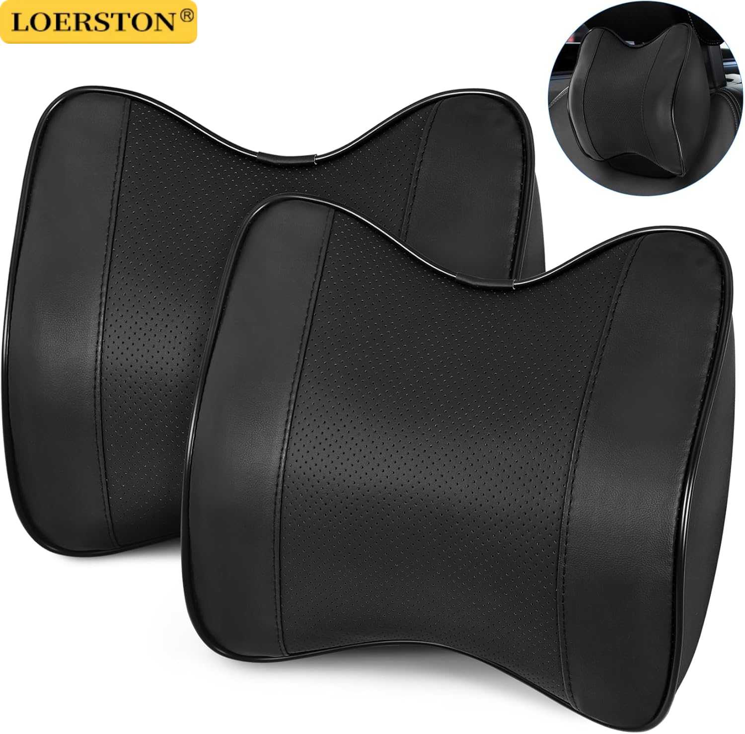 Memory Foam Car Neck Pillow Lumbar Support - Bantal Penyangga Leher Mobil, Bantal Sandaran