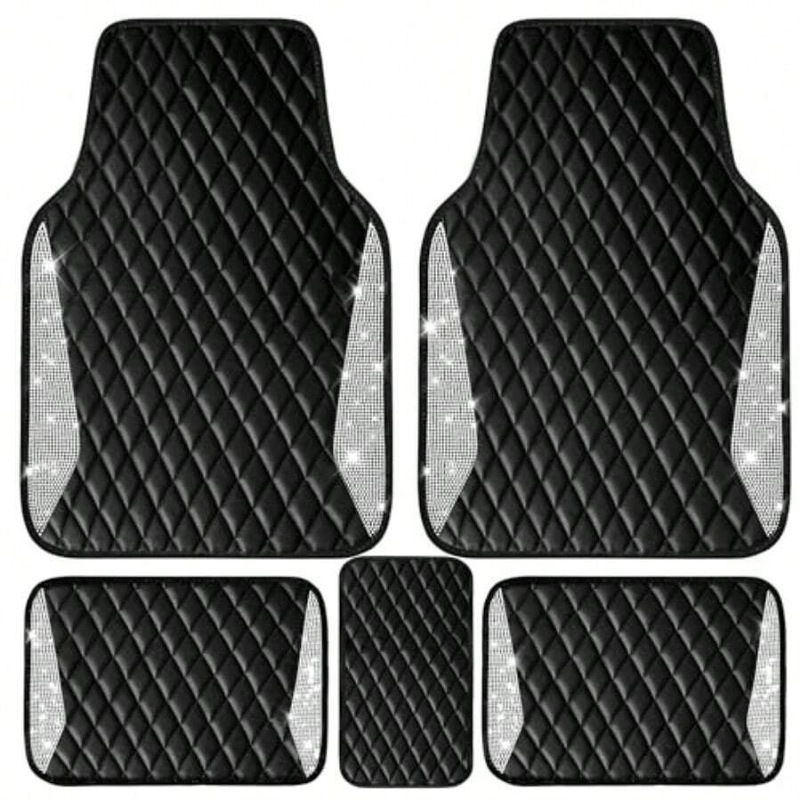 Car Floor Mats Universal Waterproof Leather - Karpet Mobil Kulit Berlian Berkilau Karpet