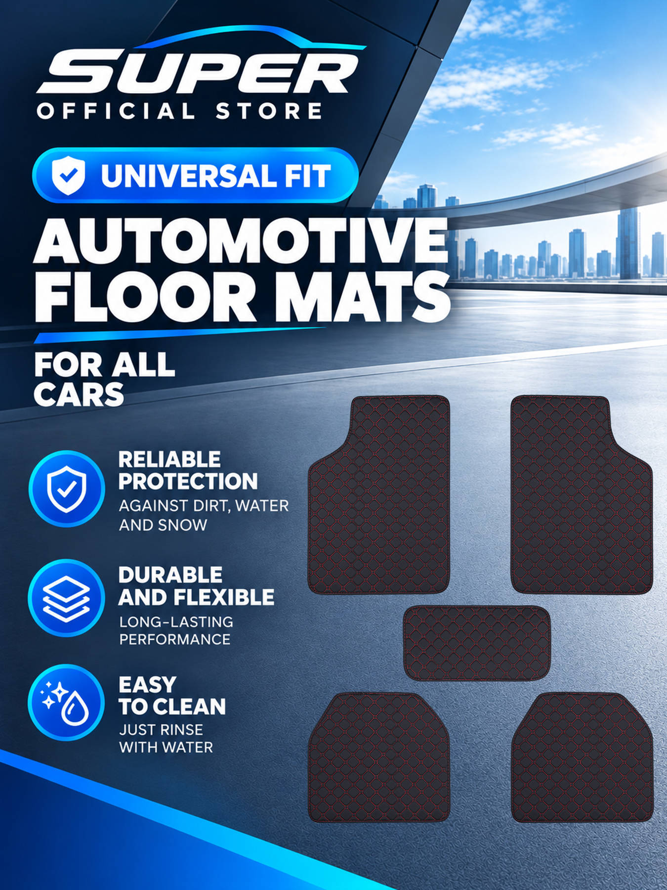 Car Floor Mats Universal Waterproof Leather - Karpet Lantai Mobil Set Lengkap Universal