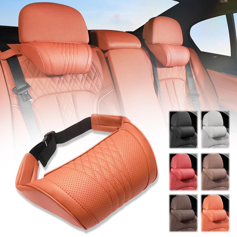 Memory Foam Car Neck Pillow Lumbar Support - Bantal Sandaran Kepala Mobil Kulit Mewah
