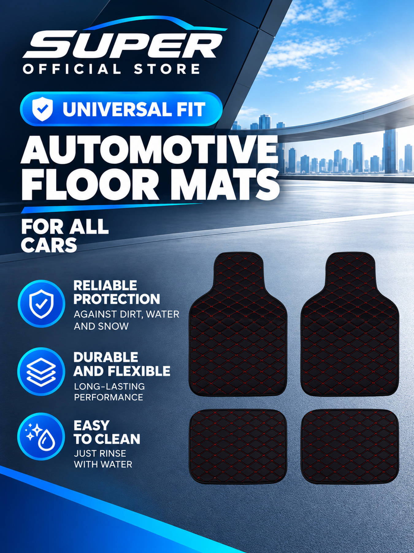 Car Floor Mats Universal Waterproof Leather - Set Lengkap Karpet Lantai Mobil Universal,
