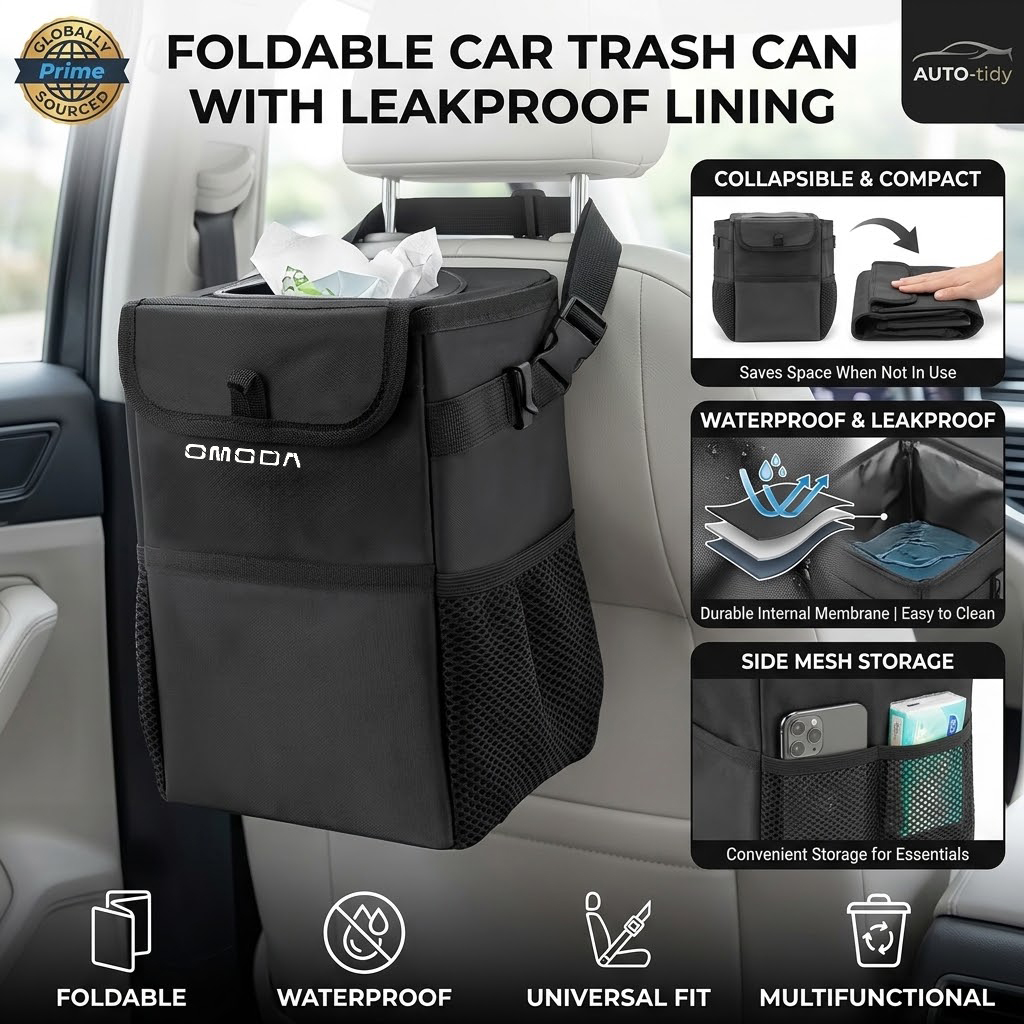 Waterproof Car Trash Can With Lid - Tempat sampah mobil dengan tutup kedap