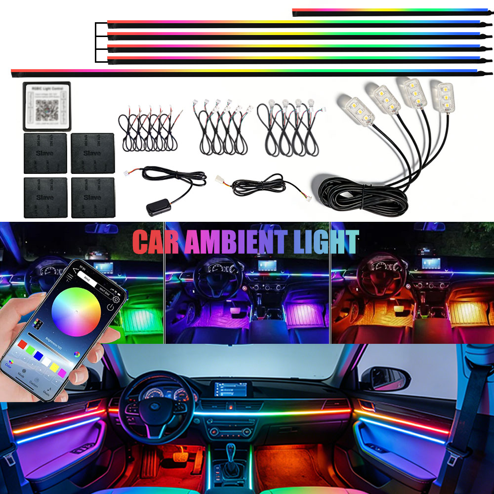 6/10/14/18/22 In1 Lampu LED Ak - Led Ambient Interior Car Lights App Control ulasan dan harga