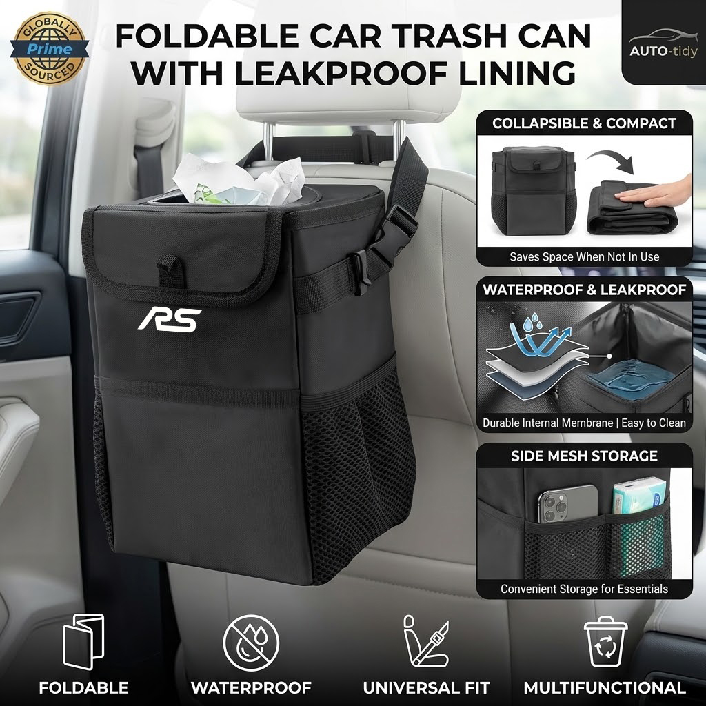 Tempat sampah mobil portabel y - Waterproof Car Trash Can With Lid ulasan dan harga