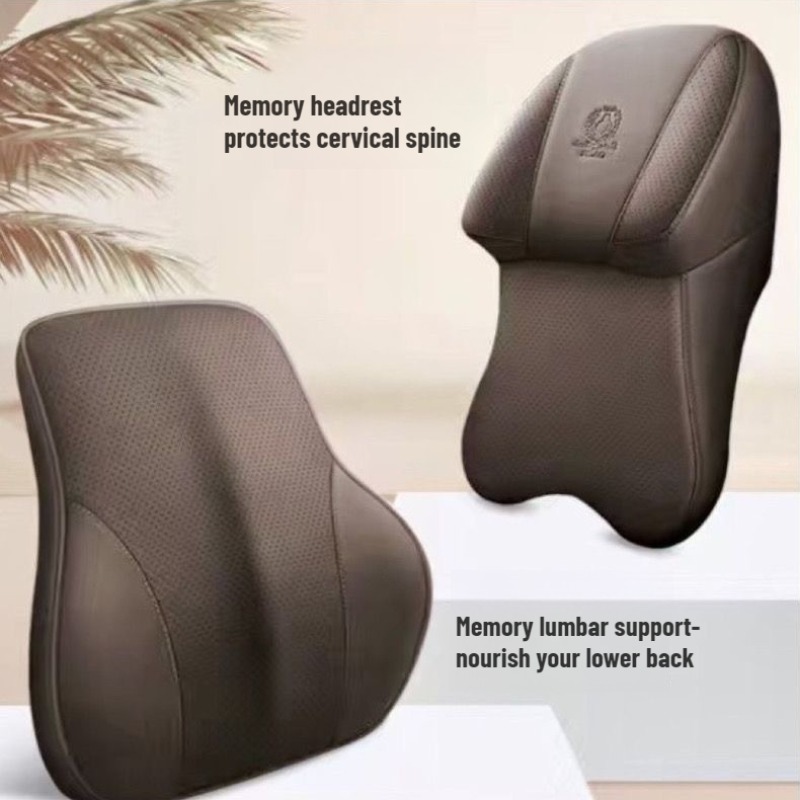 Set Bantal Leher dan Penyangga - Memory Foam Car Neck Pillow Lumbar Support ulasan dan harga