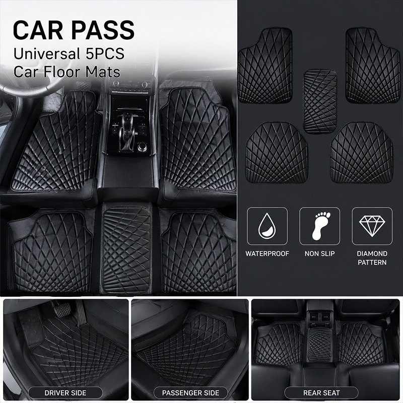CAR PASS Universal 5PCS Karpet - Car Floor Mats Universal Waterproof Leather ulasan dan harga