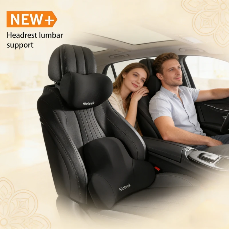 Bantal Leher & Penyangga Pingg - Memory Foam Car Neck Pillow Lumbar Support ulasan dan harga