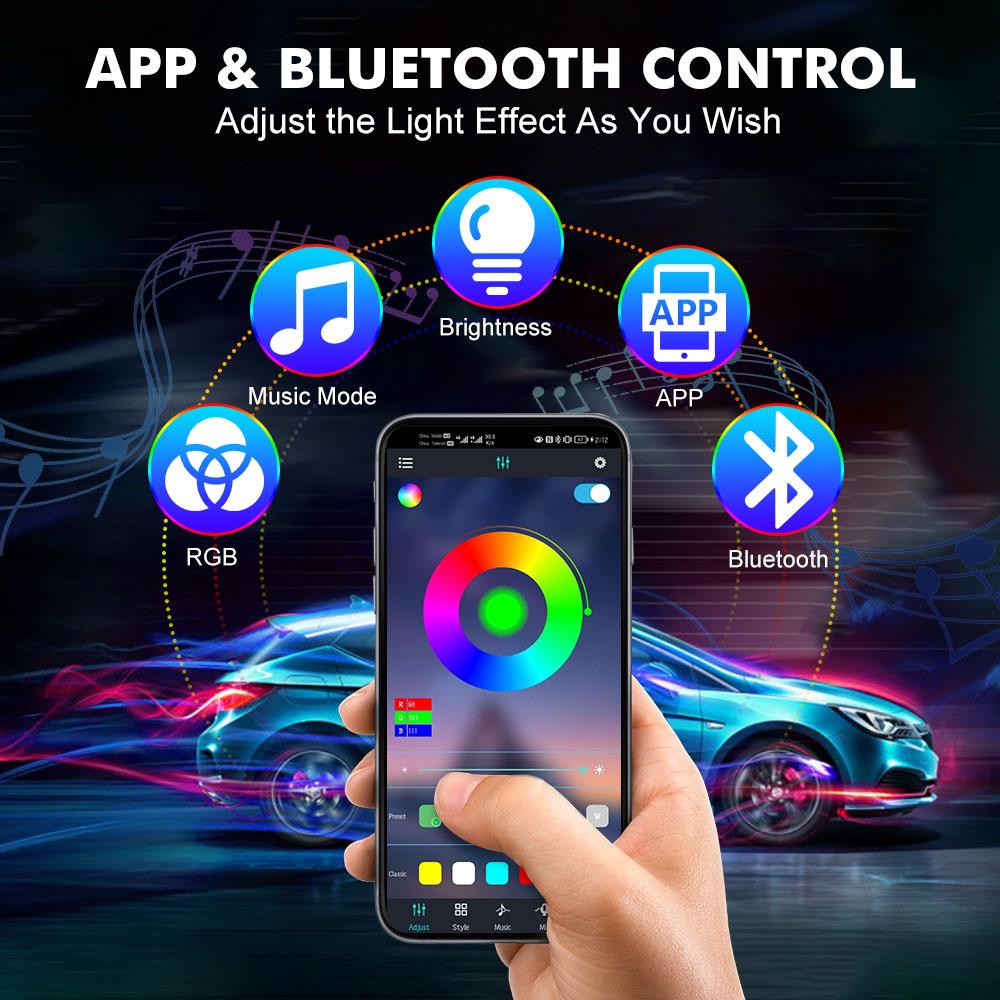 Lampu Mobil Interior LED Neon  - Led Ambient Interior Car Lights App Control ulasan dan harga