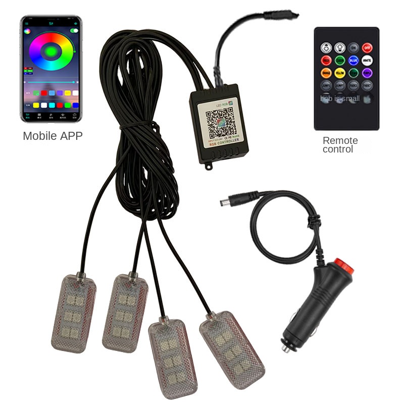 Lampu kaki Interior mobil LED, - Led Ambient Interior Car Lights App Control ulasan dan harga