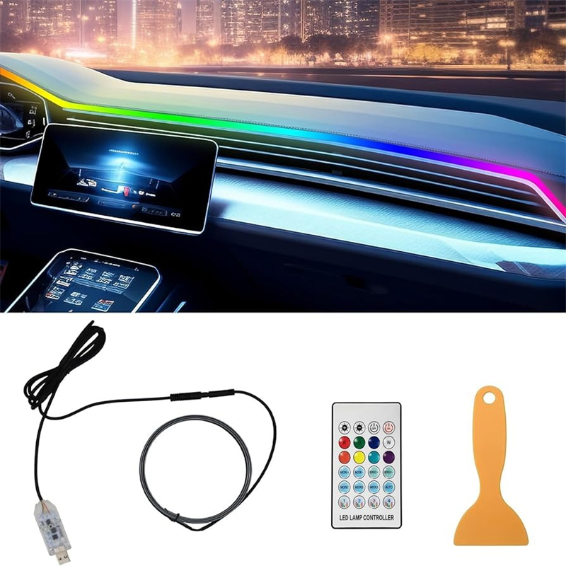 Lampu dasbor mobil LED warna-w - Led Ambient Interior Car Lights App Control ulasan dan harga